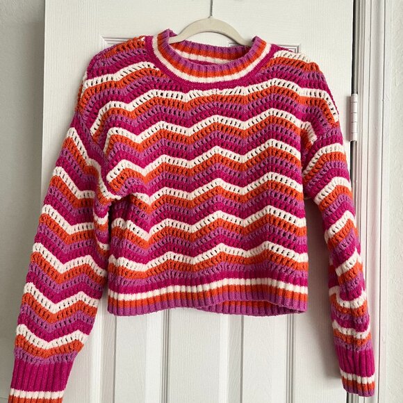 Striped Crochet Sweater M - Picture 1 of 2